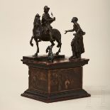 Bronzene Figurengruppe, der Heilige Martin zu Pferd mit Bettler und Hund, Norditalien, 17. Jhdt.