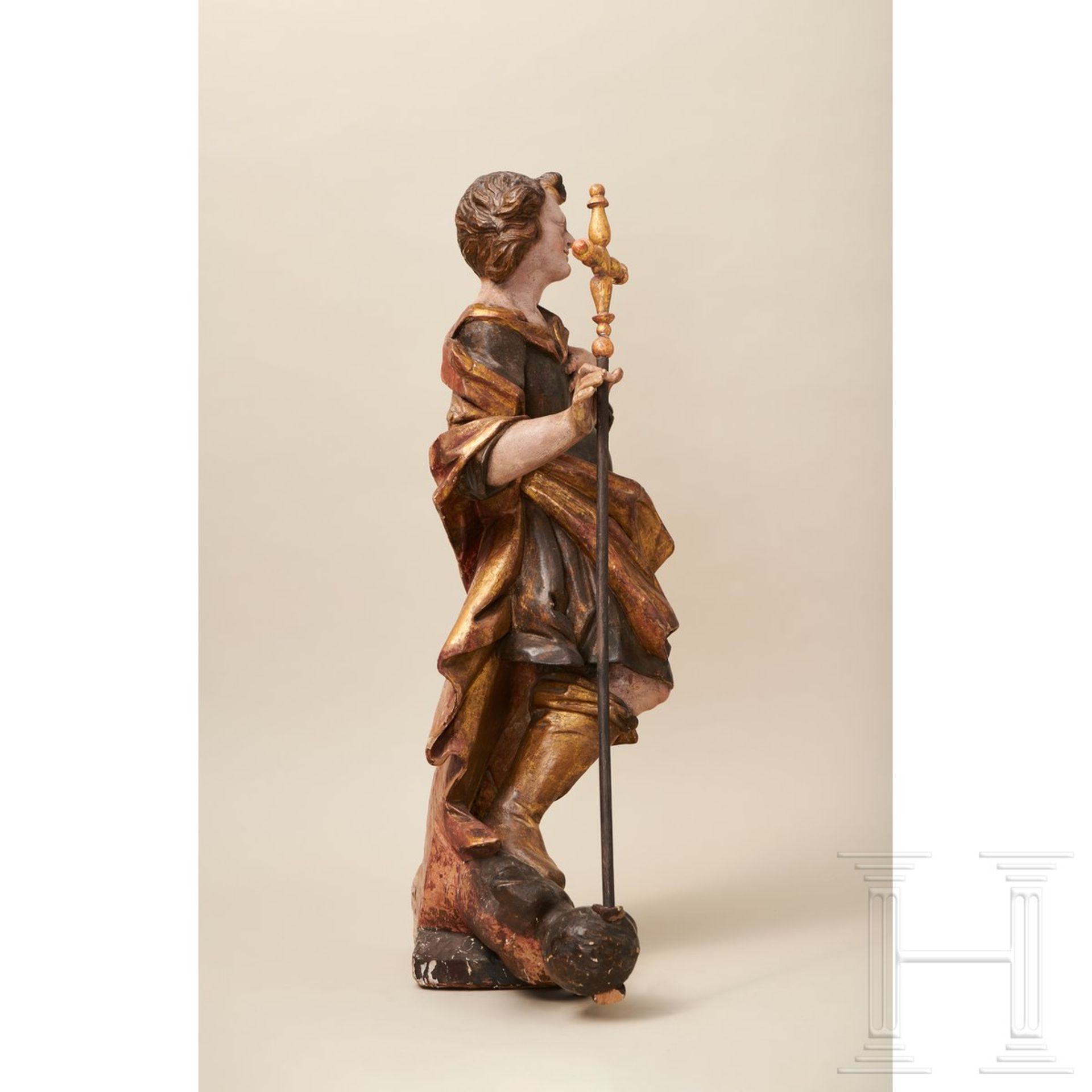 Skulptur des Heiligen Michaels, Werkstatt Lorenz Luidl, Landsberg am Lech, 2. Hälfte 17. Jhdt. - Bild 3 aus 8