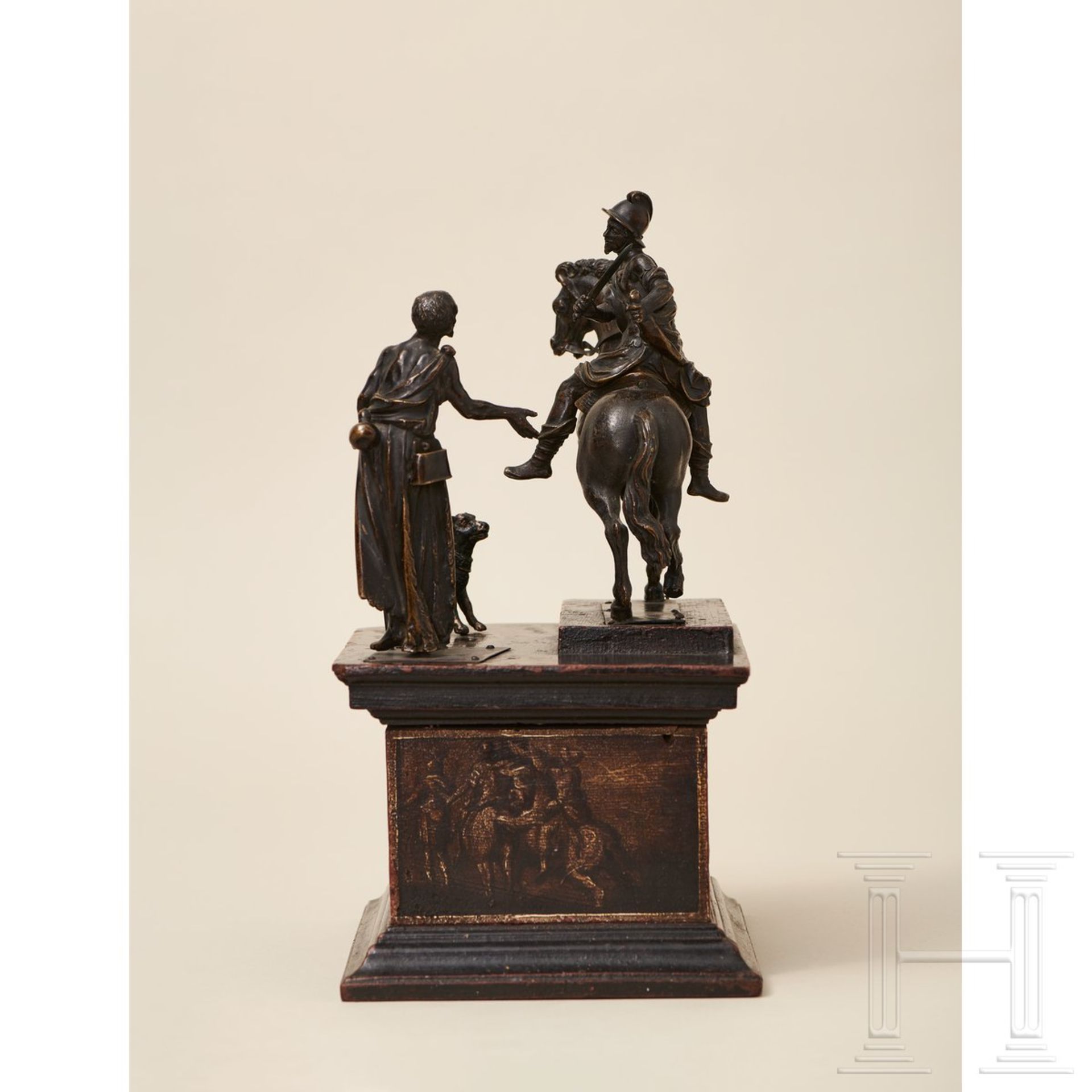 Bronzene Figurengruppe, der Heilige Martin zu Pferd mit Bettler und Hund, Norditalien, 17. Jhdt. - Bild 10 aus 13