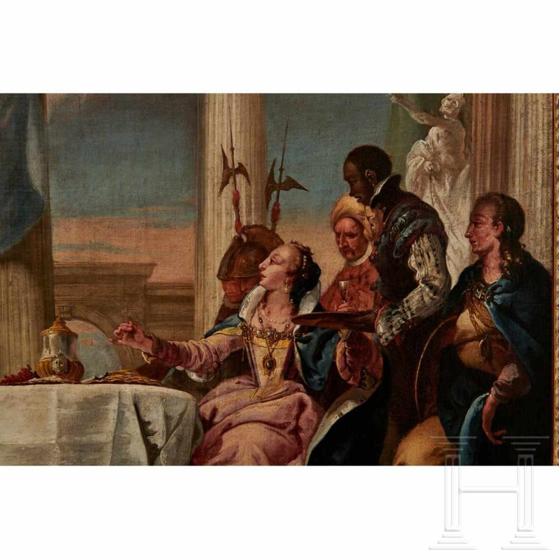 Ölgemälde „Das Gastmahl der Kleopatra" (Franz M. Kuen), deutsch, 1771 - Image 4 of 9