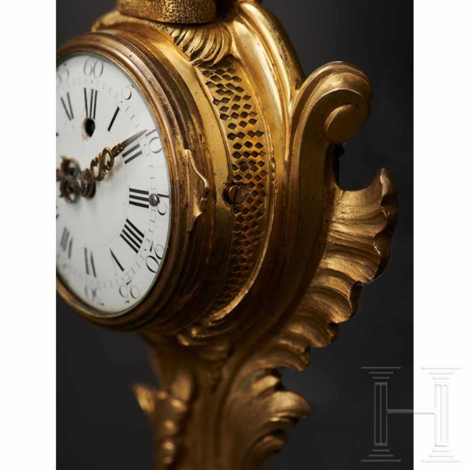 Kleine Louis XV-Cartelluhr mit signiertem Spindelwerk, Paris, 18. Jhdt. - Bild 6 aus 17