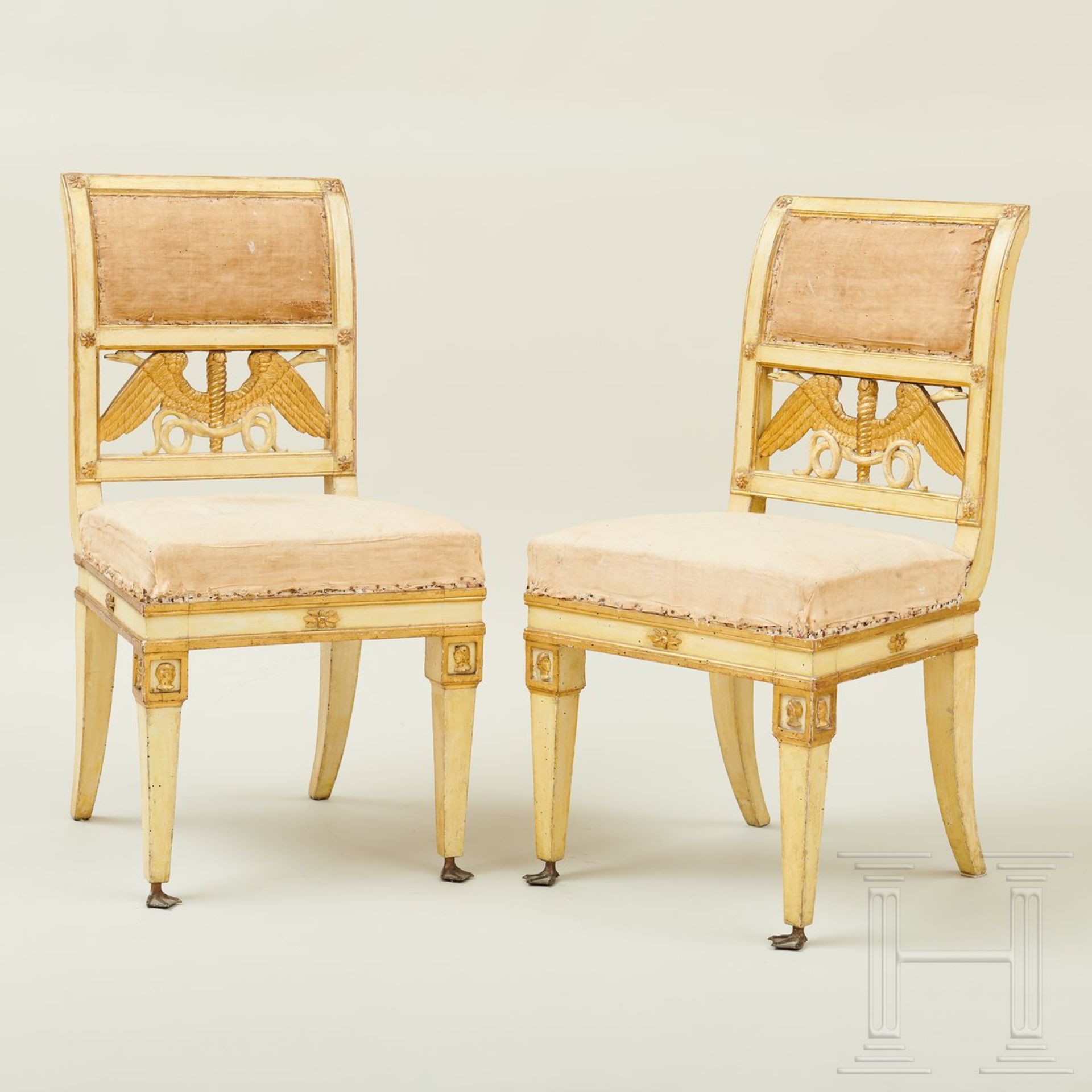 Ein Paar klassizistische Stühle, Lucca, um 1800