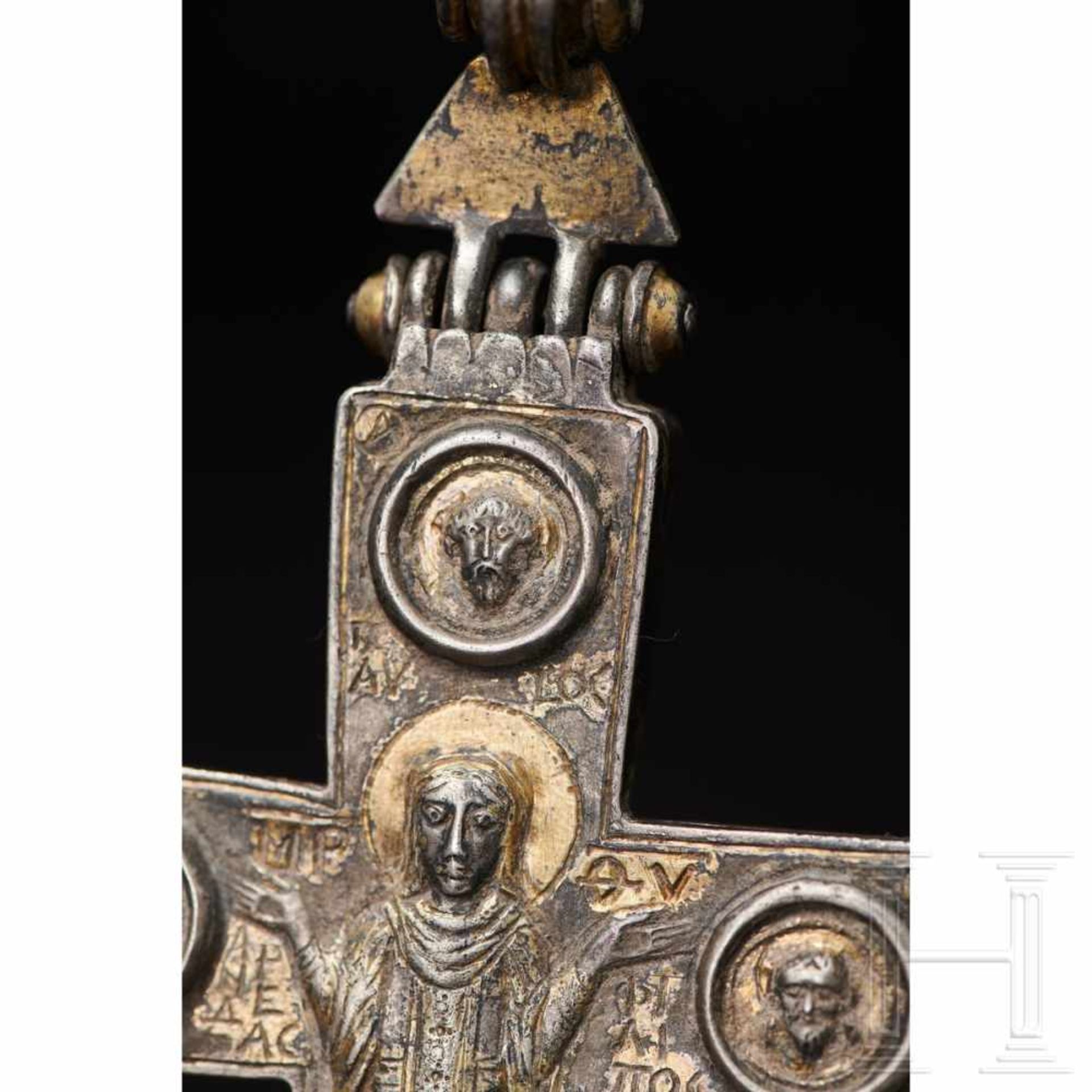 Außergewöhnliches silbernes Enkolpion mit Teilvergoldung, spätbyzantinisch, 11. - 13. Jhdt. - Bild 8 aus 11