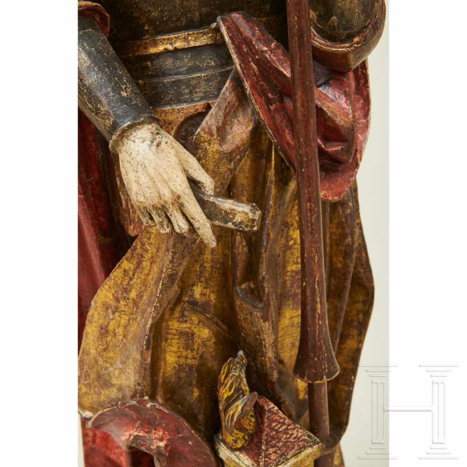 Skulptur des Heiligen Florians, süddeutsch, 2. Hälfte 15. Jhdt. - Bild 10 aus 12