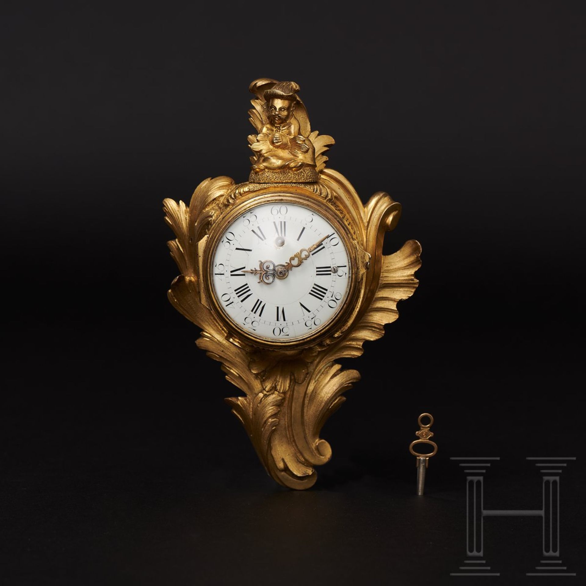 Kleine Louis XV-Cartelluhr mit signiertem Spindelwerk, Paris, 18. Jhdt.