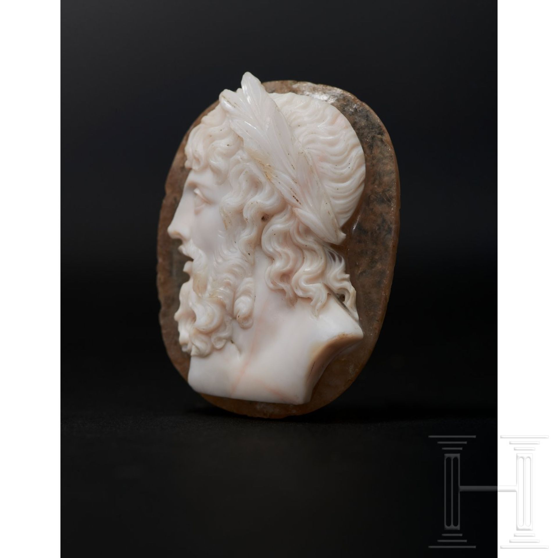 Antikisierender Kameo in feinster Qualität mit idealisierender Zeus-Darstellung, Klassizismus, - Bild 2 aus 8