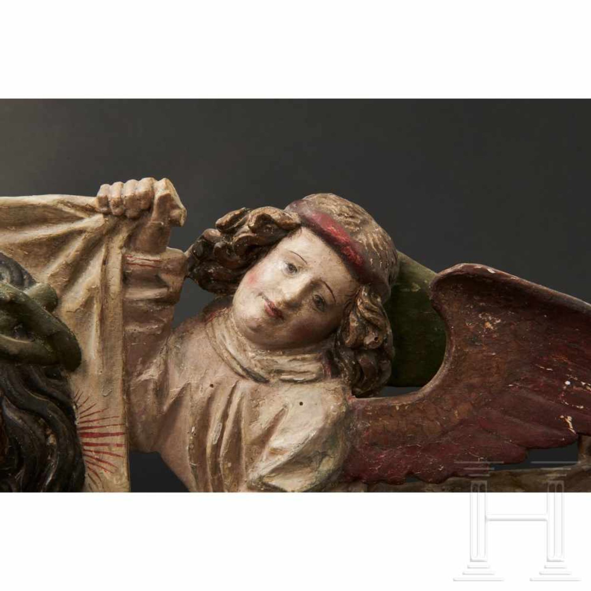 Zwei Engel mit Schweißtuch der Heiligen Veronika, Memmingen, 1. Viertel 16. Jhdt. - Bild 10 aus 15
