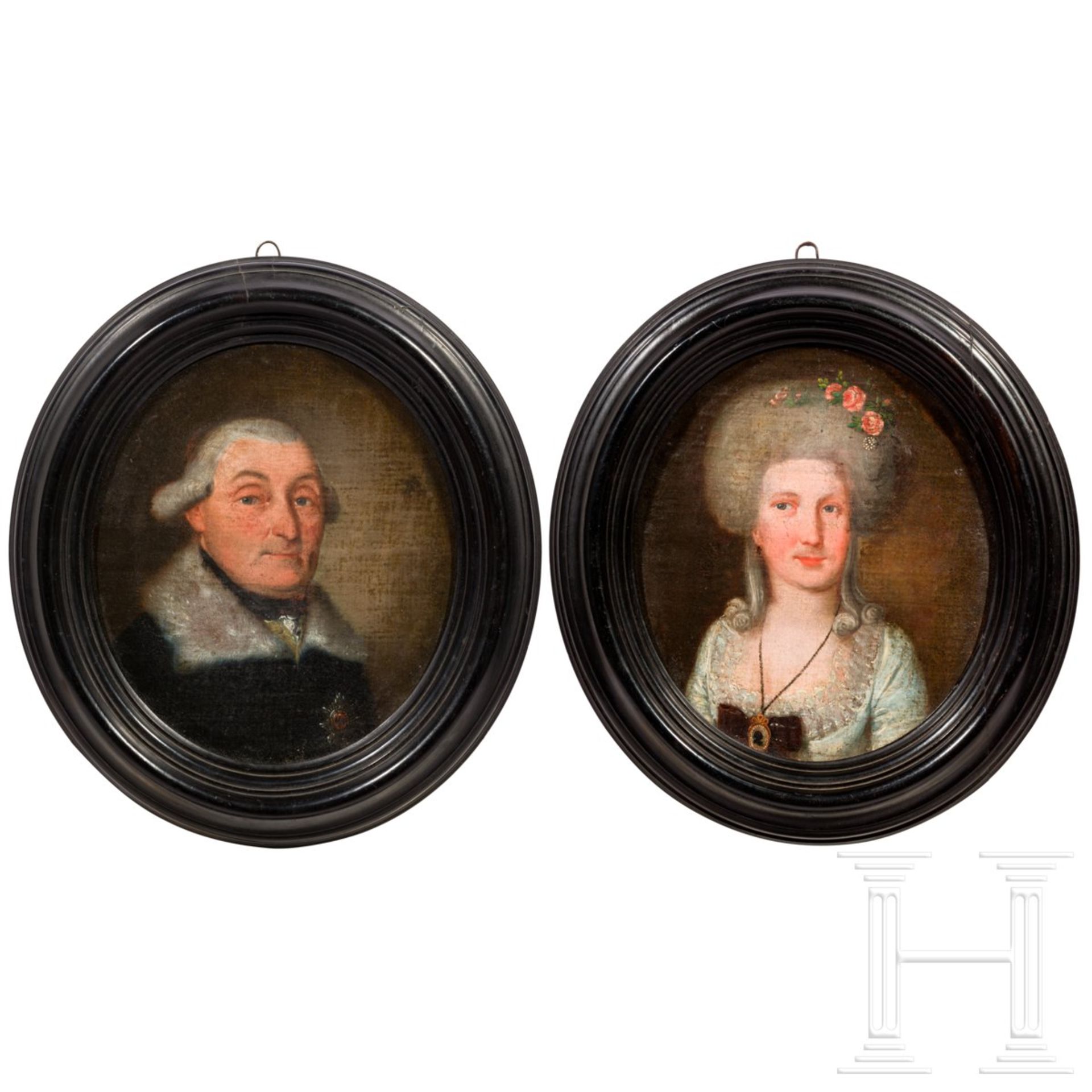 Bildnisse des preußischen Generals von Dalwig und seiner Ehefrau, um 1780