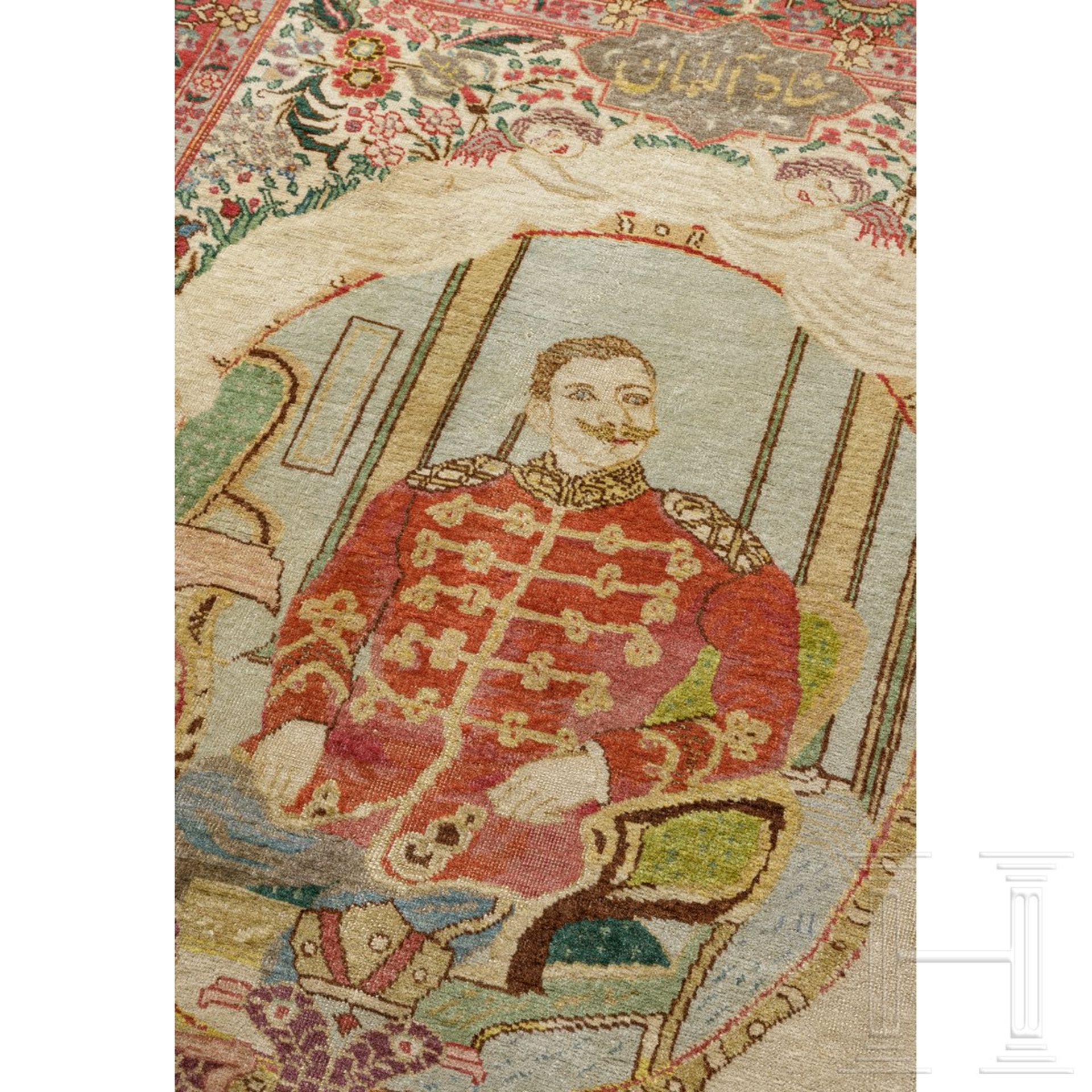 Teppich mit dem Portrait Kaiser Wilhelms II., um 1900 - Bild 2 aus 3