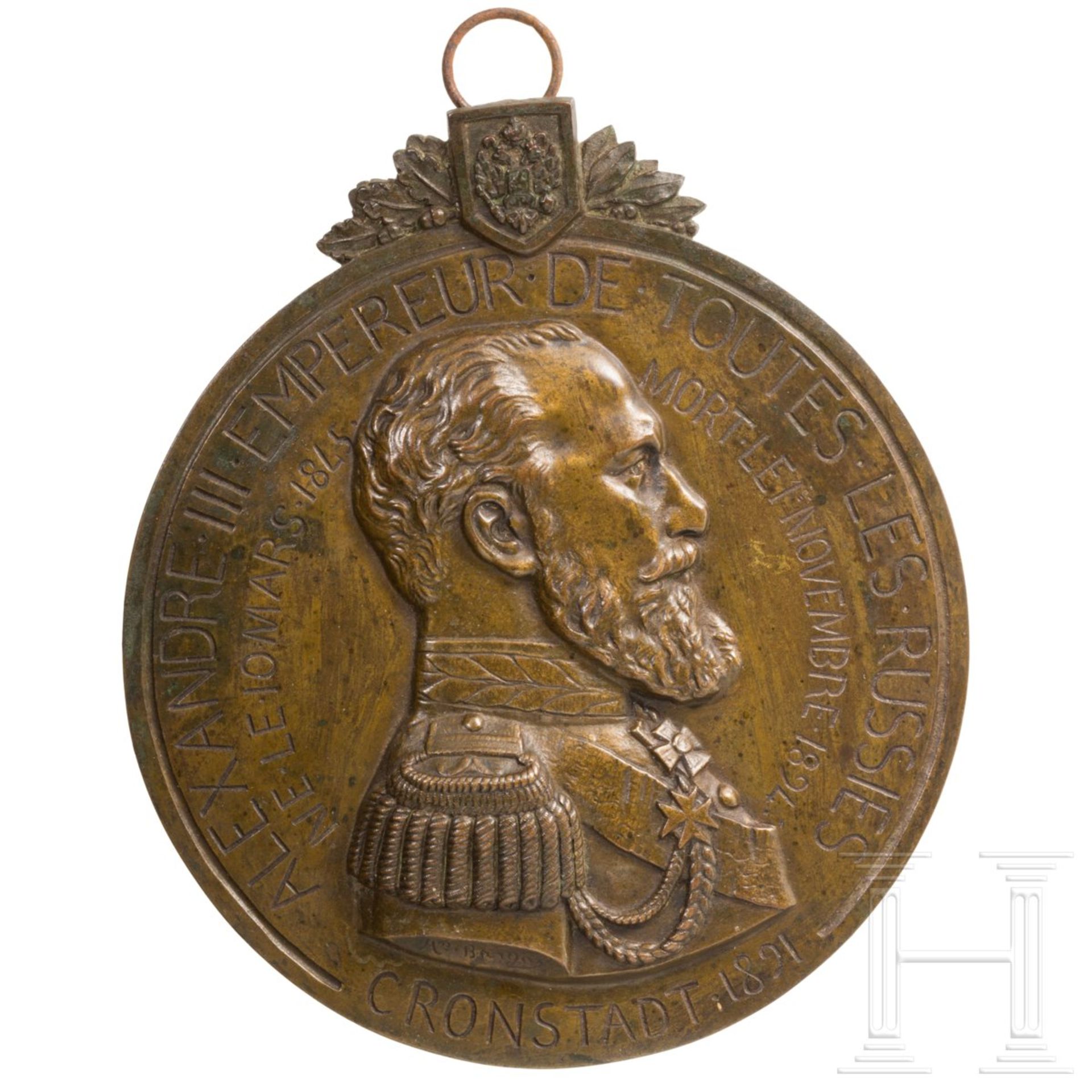 Zar Alexander III. - Große Erinnerungsplakette aus Bronze, 1894
