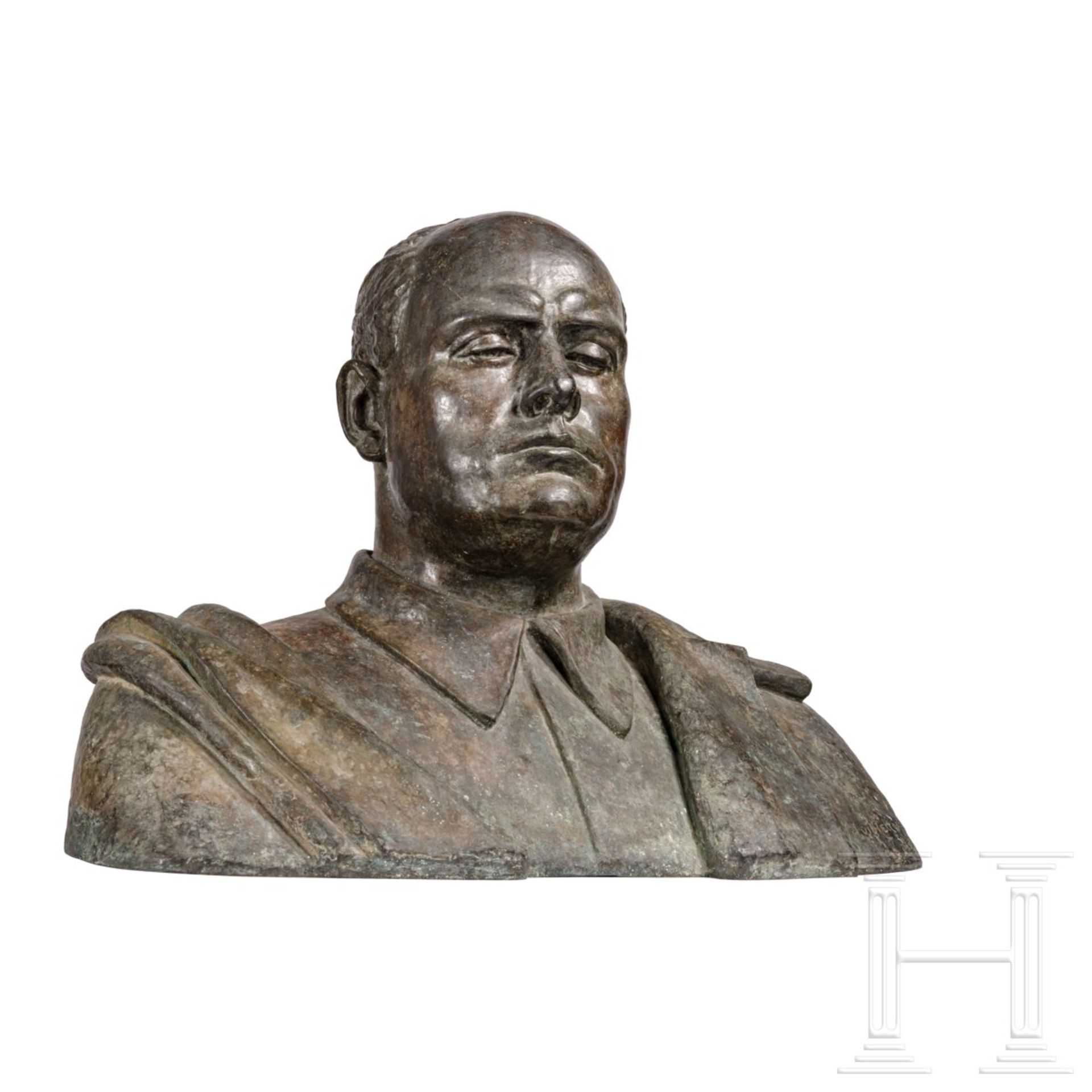 Silvio Ceccarelli (1901 - 1985) - Monumentale Portraitbüste Mussolinis als Richter, datiert - Bild 2 aus 8