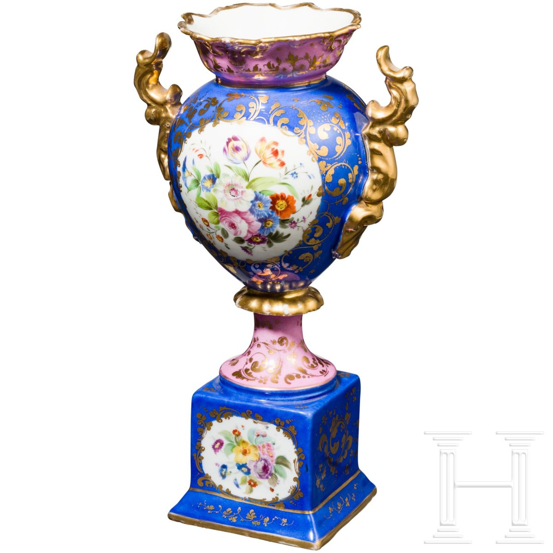 Handbemalte Vase, russische Privatmanufaktur, Russland, Mitte 19. Jhdt. - Bild 2 aus 3