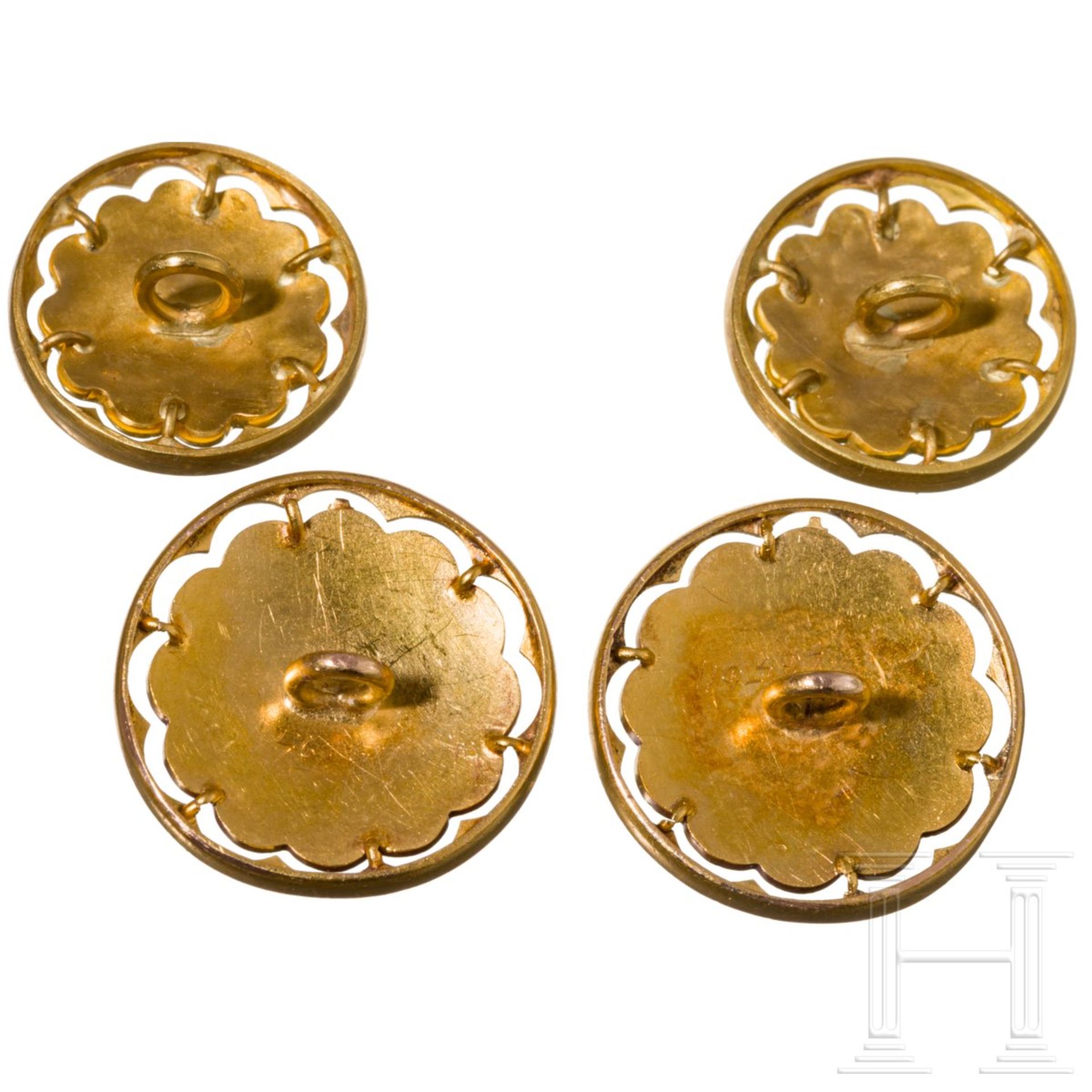Kaiser Wilhelm II. - vier goldene Geschenk-Schmuckknöpfe im Etui - Bild 4 aus 4