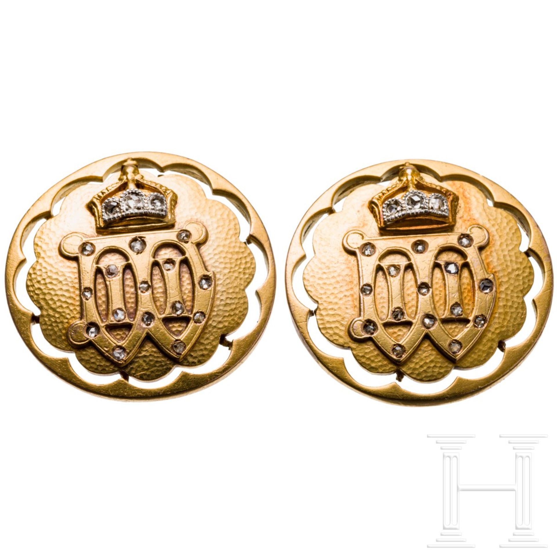 Kaiser Wilhelm II. - vier goldene Geschenk-Schmuckknöpfe im Etui - Bild 3 aus 4