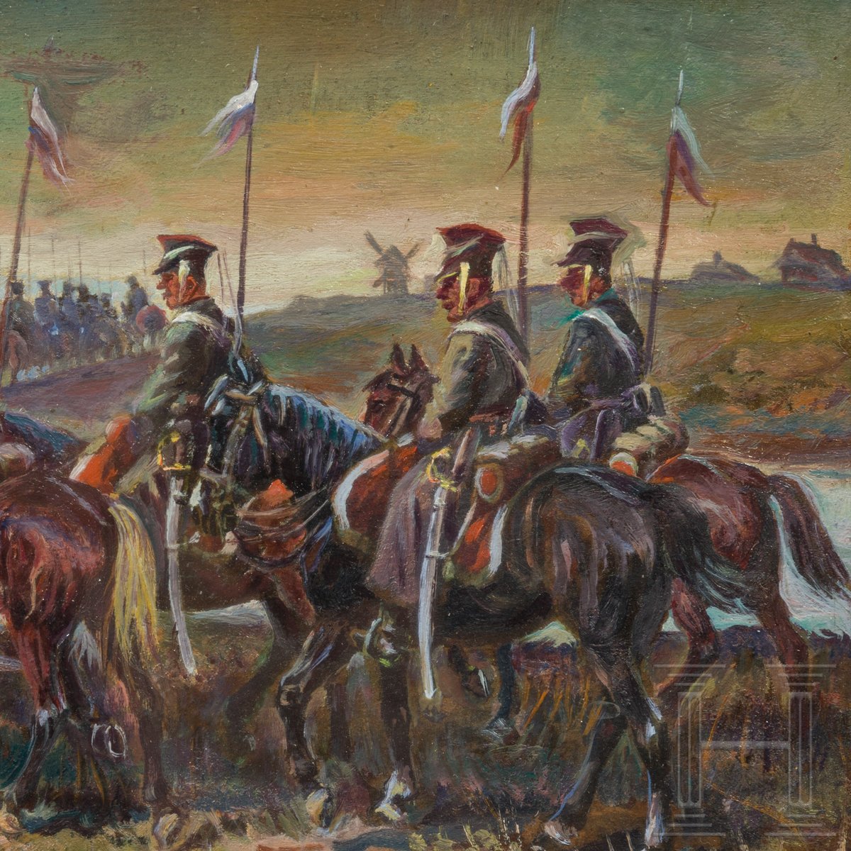 Afanasij Ivanovic Scheloumoff (1892 - 1983) - Ulanenregiment auf dem Marsch, 20. Jhdt. - Image 4 of 5