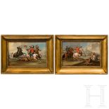 Ein Paar Schlachtengemälde mit Szenen aus dem Siebenjährigen Krieg, Karl Ludwig Reuling, datiert