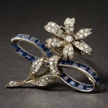 Emmy Göring - diamant- und saphirbesetzte Weißgoldbrosche in Blütenform, Geschenk an ihre Zofe