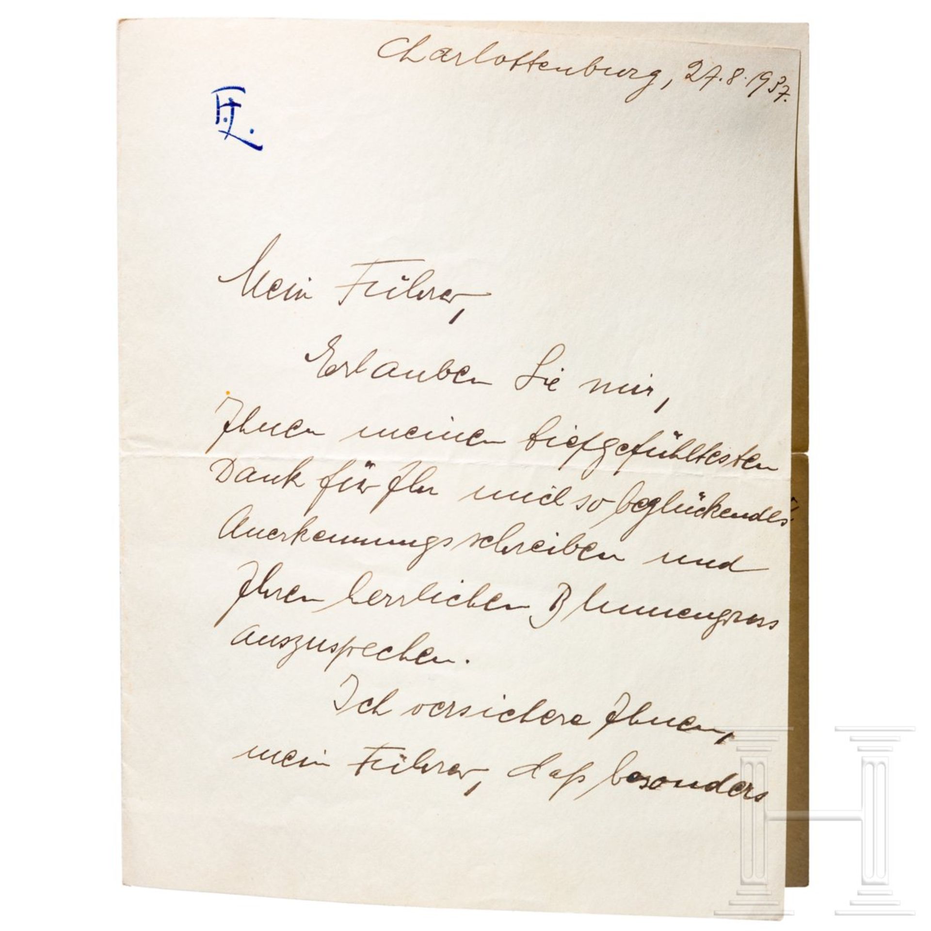 Frida Leider (1888 - 1975) - eigenhändiger Brief der Wagner-Sopranistin an Adolf Hitler 1937