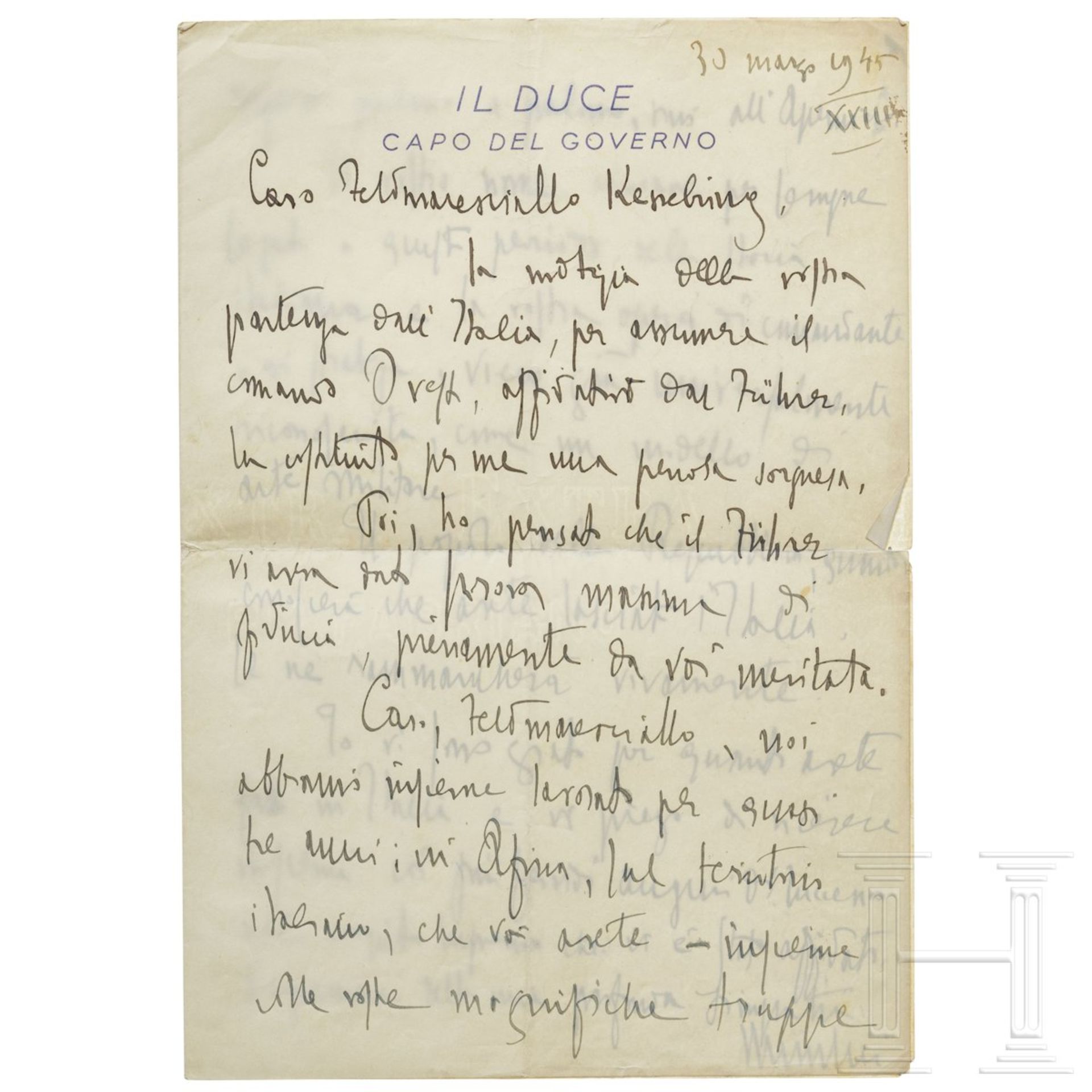 Handgeschriebener Abschiedsbrief von Benito Mussolini - Bild 3 aus 6