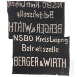 Ein Paar Fahnenspiegel "NSBO Kreis Leipzig - Betriebszelle - Berger & Wirth"