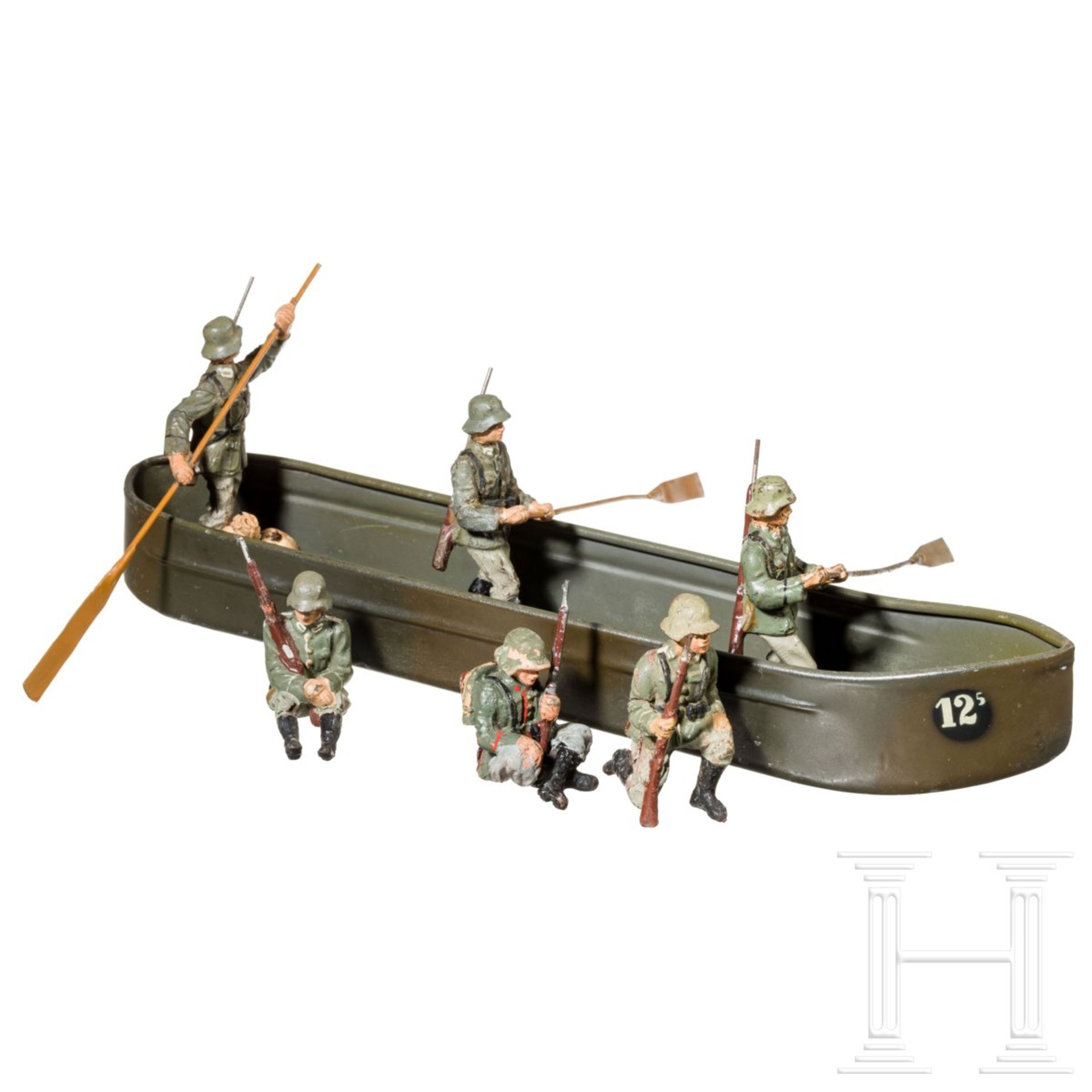 Lineol - graues Ponton mit sechs Soldaten und TippCo-Pionier-LKW - Bild 2 aus 4