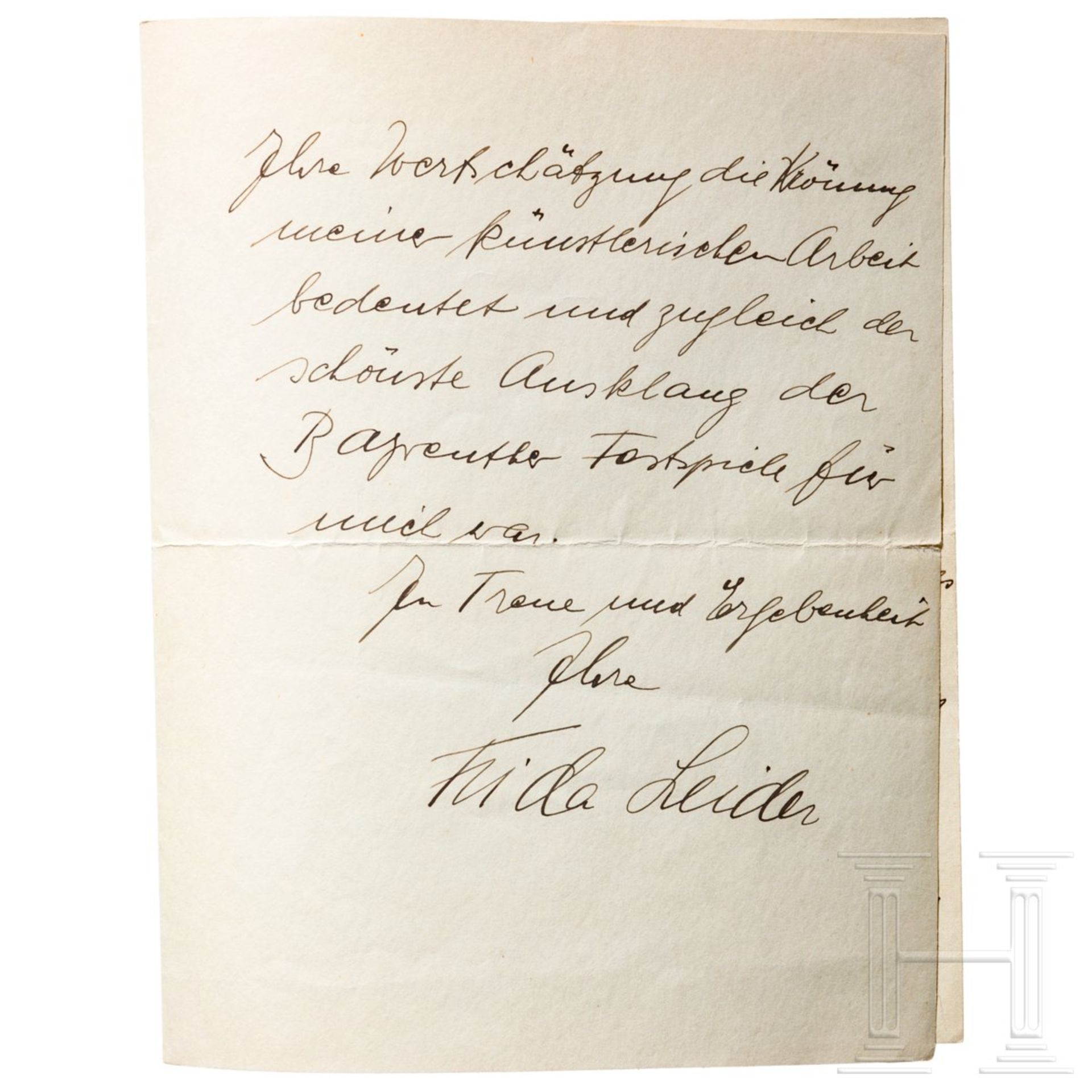 Frida Leider (1888 - 1975) - eigenhändiger Brief der Wagner-Sopranistin an Adolf Hitler 1937 - Bild 2 aus 2