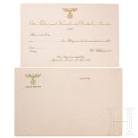 Neun Blanko-Einladungskarten Adolf Hitlers zu einem Mittagessen sowie eine Blanko-Grußkarte