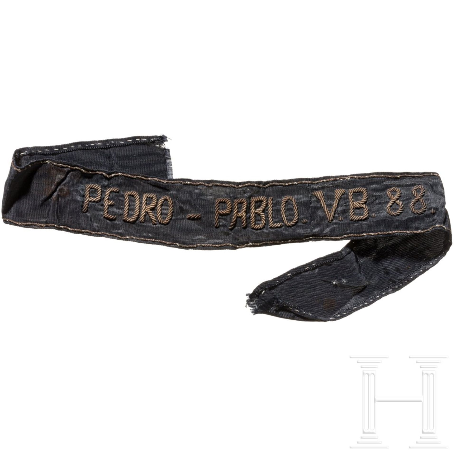 Ärmelband "Pedro - Pablo. V.B.88." des Flugzeugbeobachters Karl Wilke der "Legion Condor"