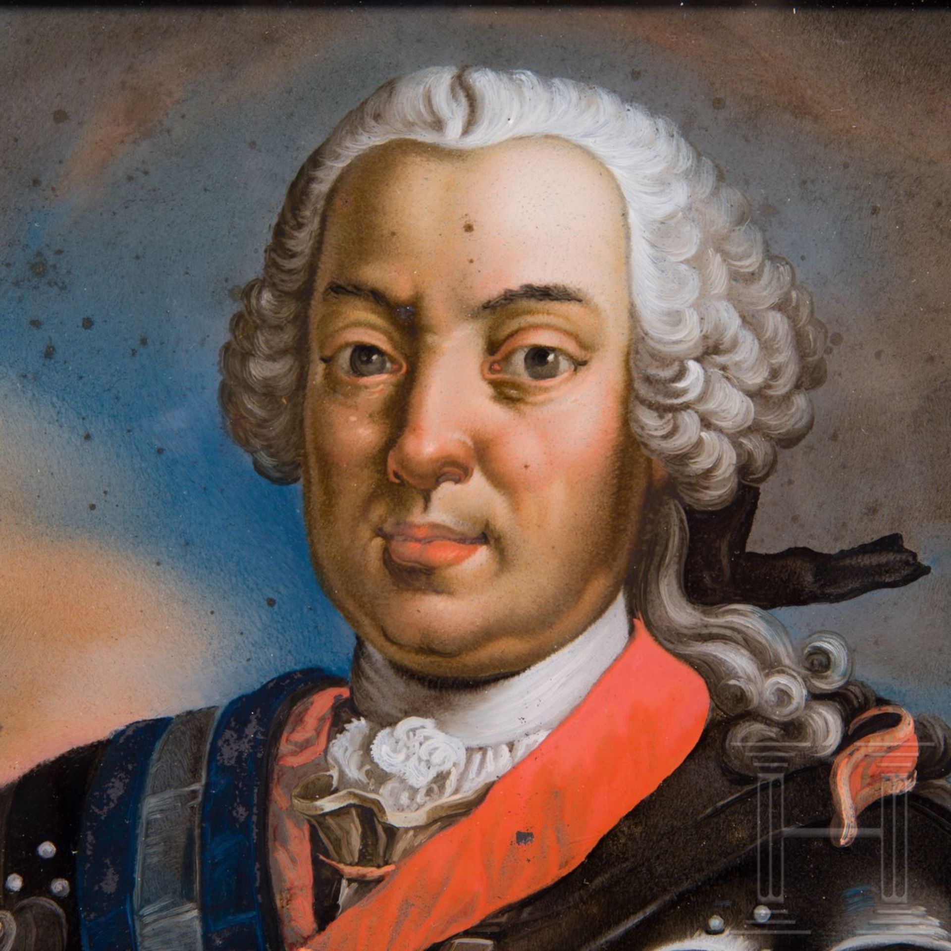 Leopold Joseph Graf von Daun (1705 – 1766) – Hinterglasportrait, Augsburg, 18. Jhdt.Halbfigur des - Bild 2 aus 3
