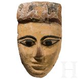Polychrome Mumienmaske aus Holz, Ägypten, Spätzeit, 664 - 31 v. Chr. Aus einem Stück Holz