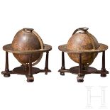 Ein Paar kleine Globen, Johann Gabriel Doppelmayr, Nürnberg, datiert 1736Hölzerne, mit