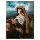 Portrait einer Sizilianerin, Mitte 19. Jhdt.Öl auf Leinwand. Darstellung eines jungen Mädchens in