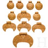 Goldene Halskette aus elf Anhängern, wikingisch, Skandinavien, 10. – 11. Jhdt.Ein großer und vier