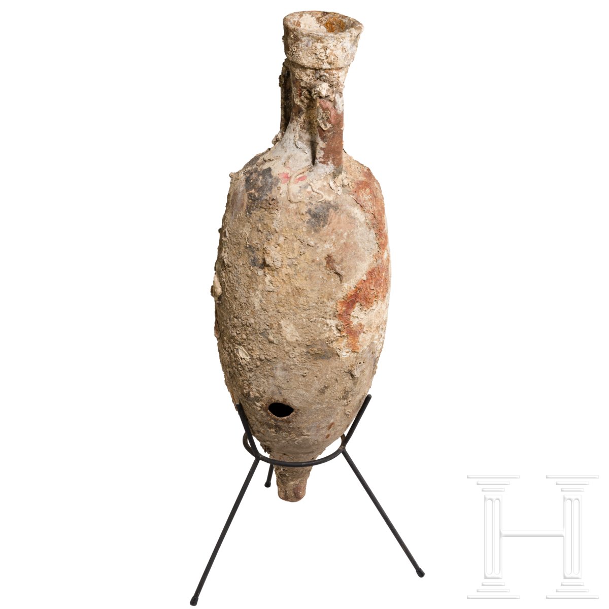 Schlanke Weinamphore, römisch, 1. Jhdt. Schöne Weinamphore. Der Körper mit Meeresinkrustationen - Image 3 of 3