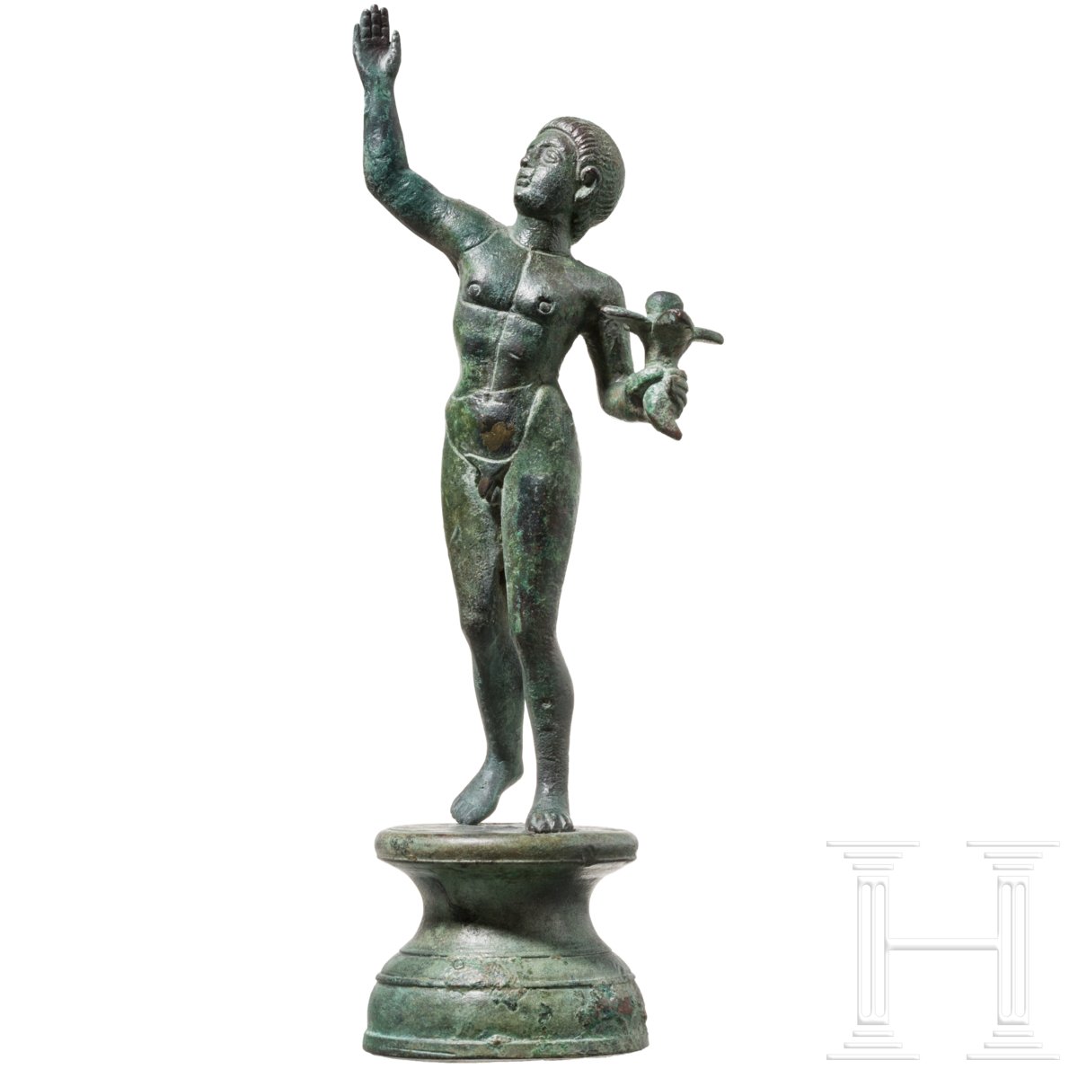 Anmutige Bronzefigur eines siegreichen Wettkämpfers, römisch, 2. Jhdt. n. Chr. Nackter Jüngling, der - Image 2 of 7