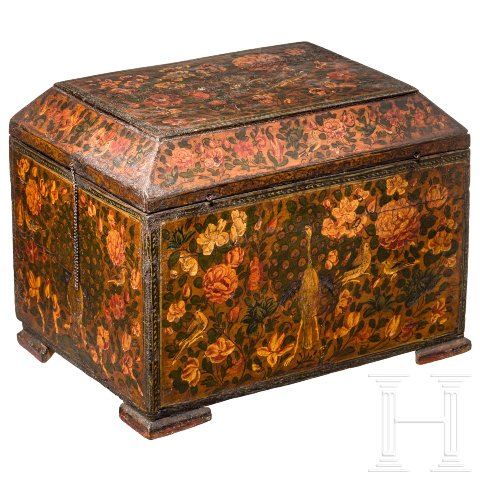Kabinettkästchen, indopersisch, 1. Hälfte 19. Jhdt.Polychrom mit reichen floralen Ornamenten - Bild 5 aus 7