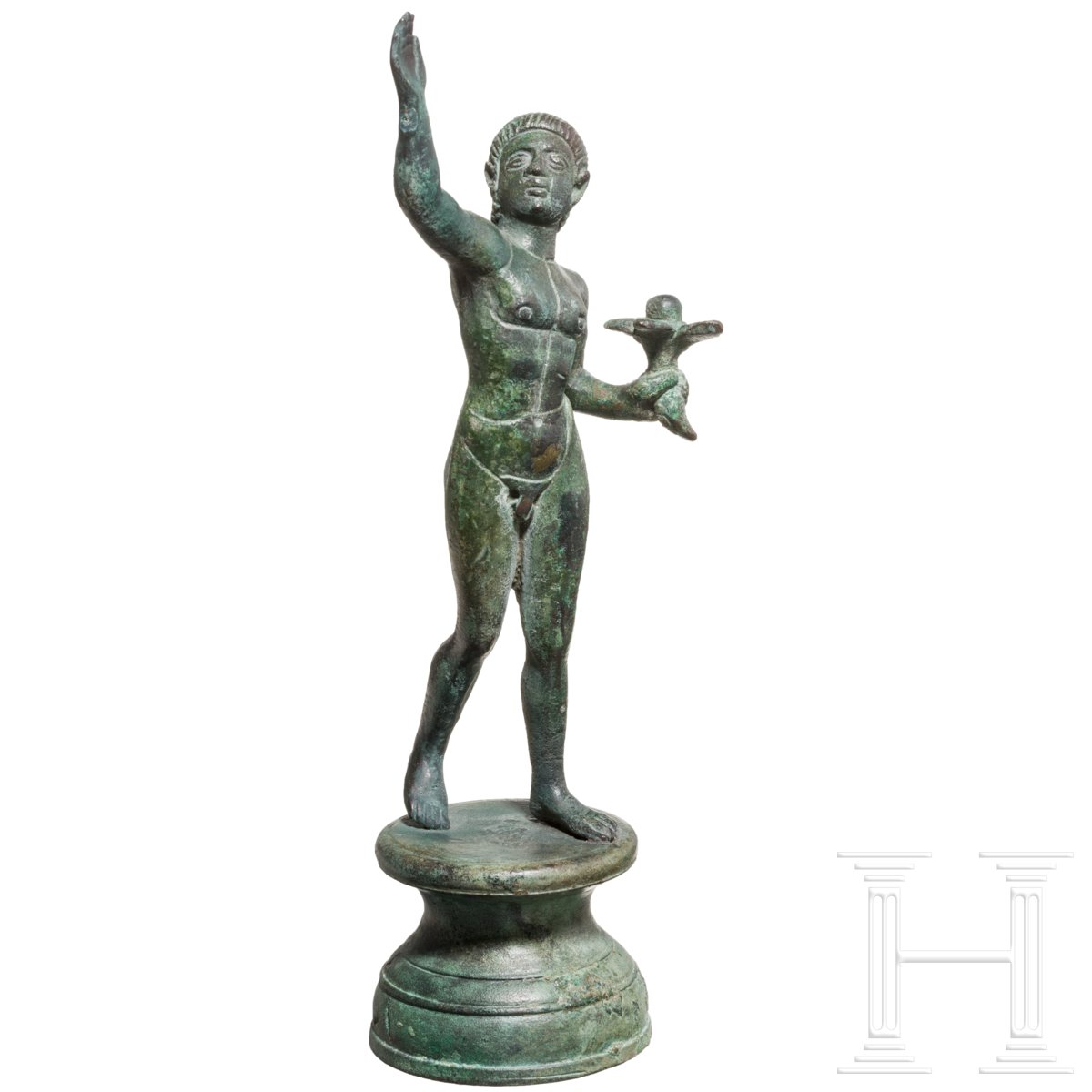 Anmutige Bronzefigur eines siegreichen Wettkämpfers, römisch, 2. Jhdt. n. Chr. Nackter Jüngling, der - Image 3 of 7