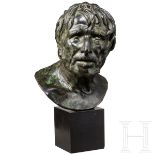 Grand Tour-Büste des Seneca, Italien, 19. Jhdt.Vollplastisch modellierte, ausdrucksstarke Bronze mit