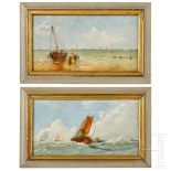 Ein Paar kleinformatige Gemälde mit maritimen Motiven, deutsch/Niederlande, 19. Jhdt.Öl auf Holz.