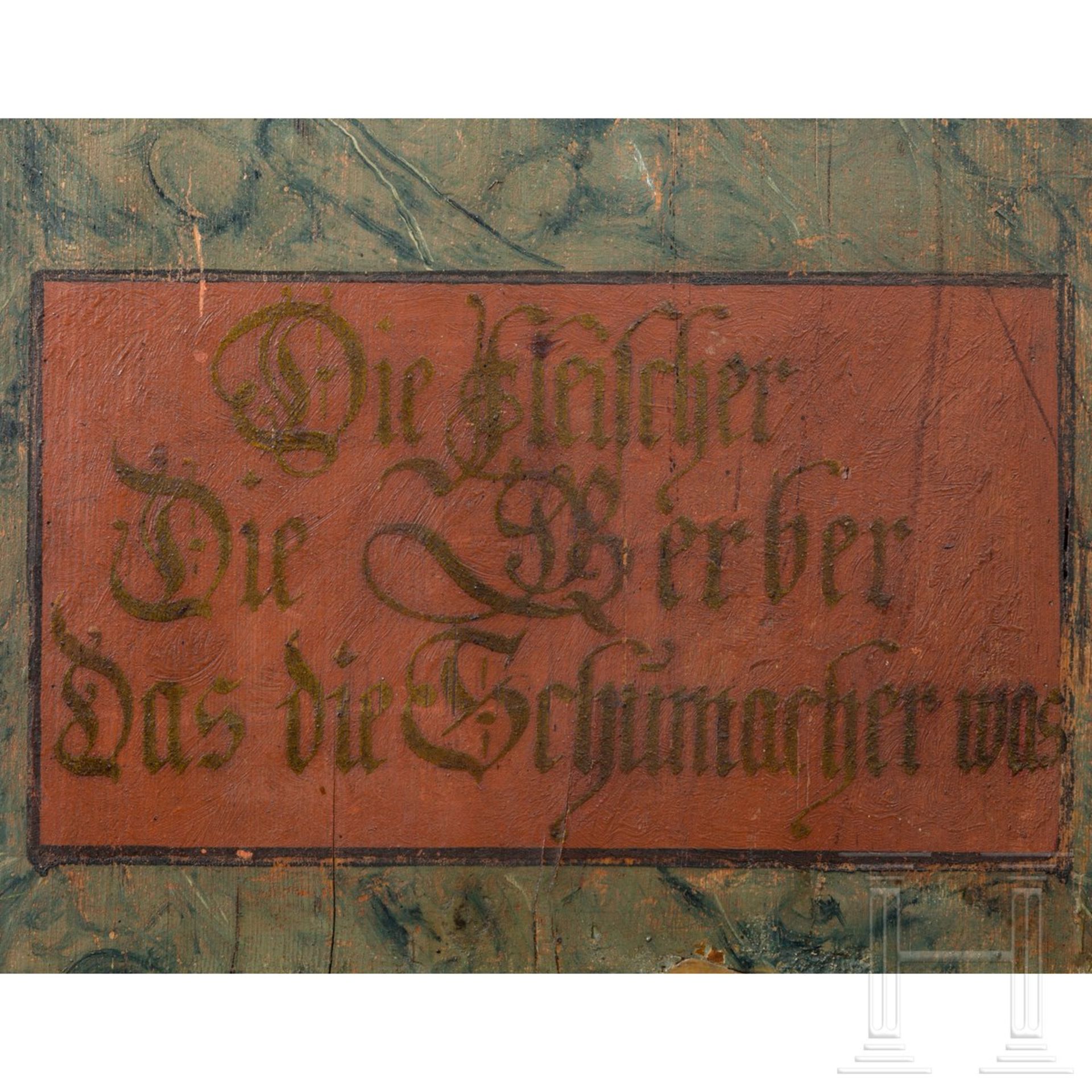 Außergewöhnliches Barock-Kabinett als Zunftschrank der Gerber, deutsch, 18. Jhdt.Zweiteiliger Aufbau - Bild 5 aus 11