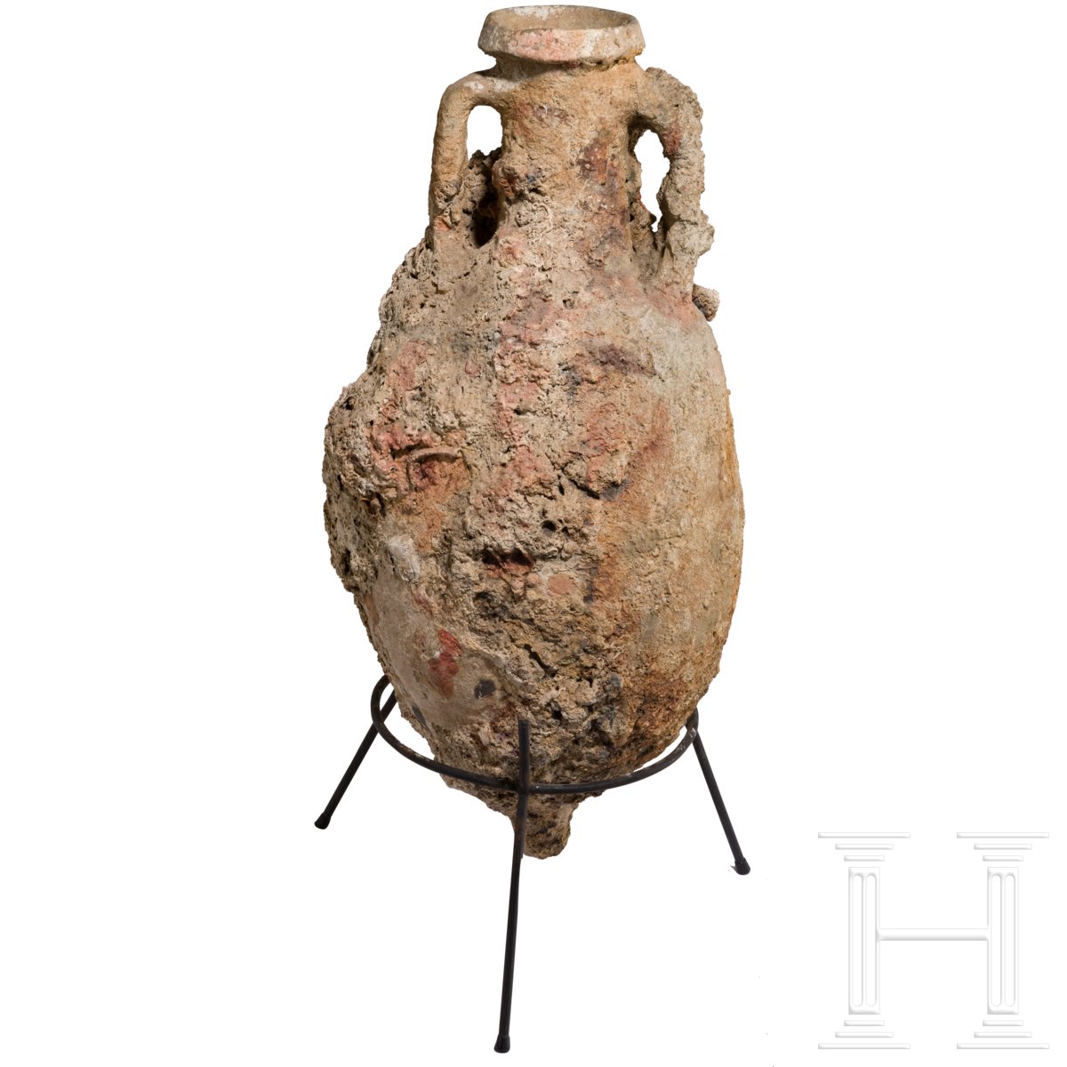 Bauchige Ölamphore, römisch, 1. Jhdt. Bauchiger Körper, mit Meeresinkrustationen überzogen. Intakt - Image 2 of 3