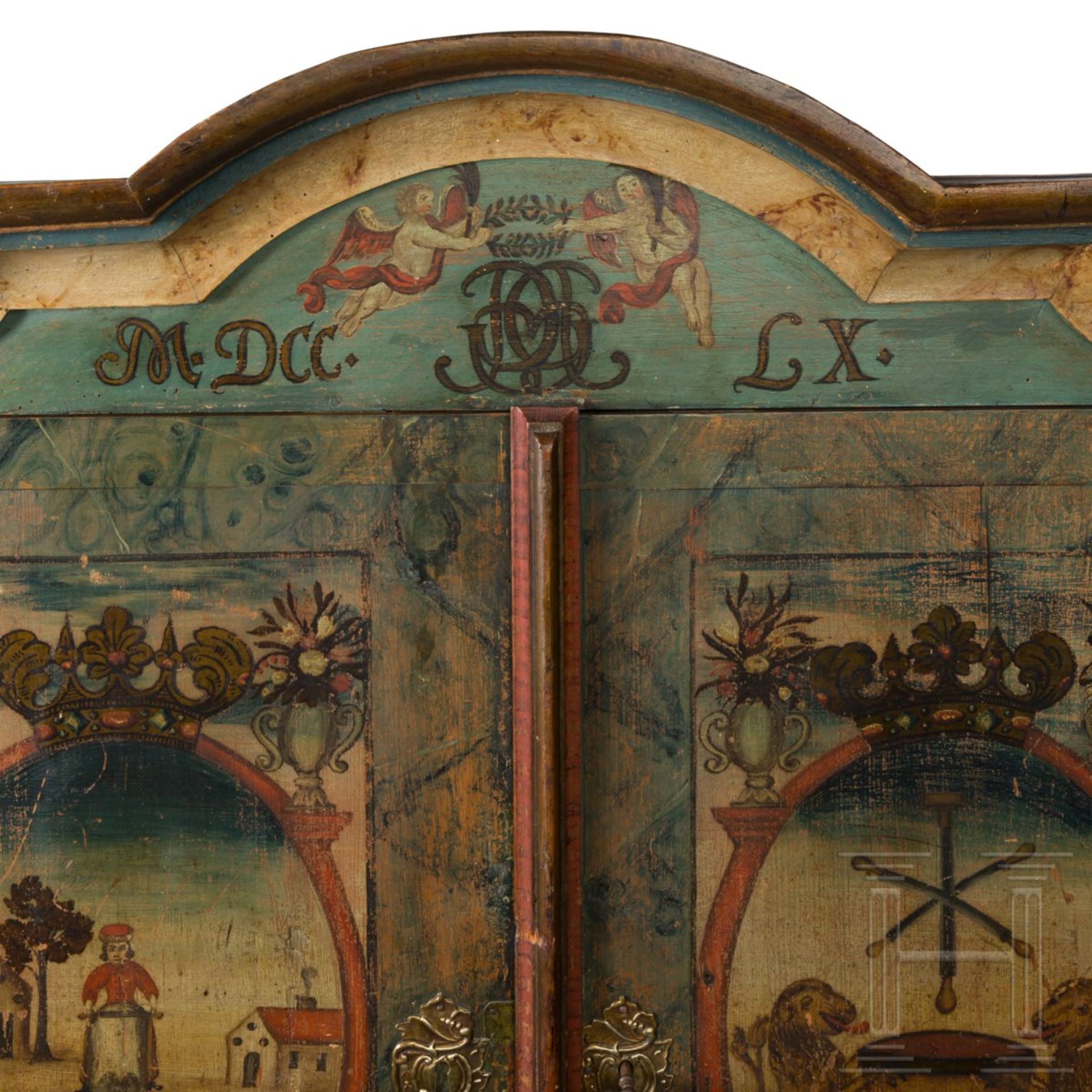 Außergewöhnliches Barock-Kabinett als Zunftschrank der Gerber, deutsch, 18. Jhdt.Zweiteiliger Aufbau - Bild 11 aus 11