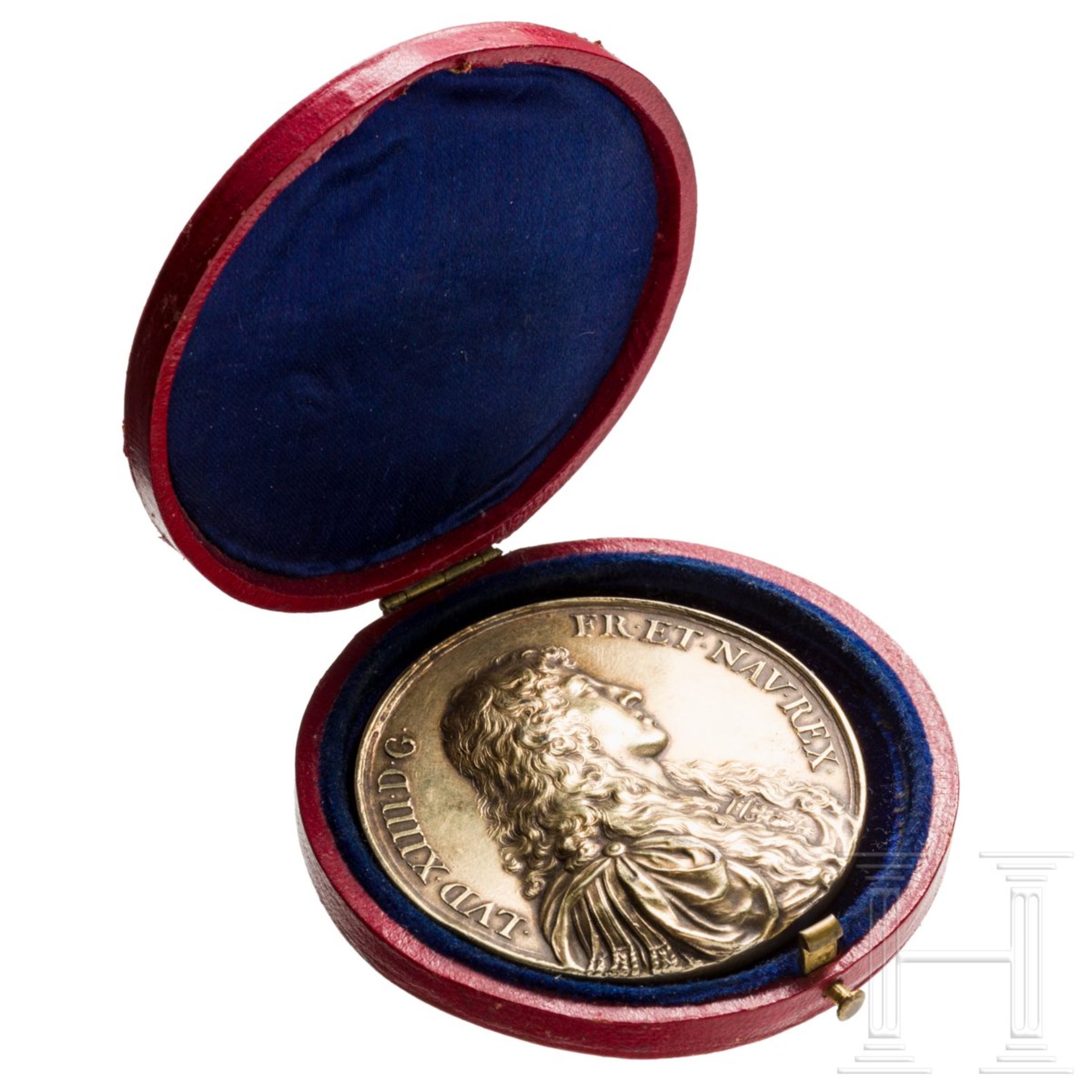 Ludwig XIV. - Vergoldete Silbermedaille auf das Bündnis mit der Schweiz, 1663Silber, vergoldet.