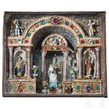 Seltener Louis XIII-Hausaltar in Glas, Frankreich/Nevers, um 1630Die Figuren, Altarsäulen und