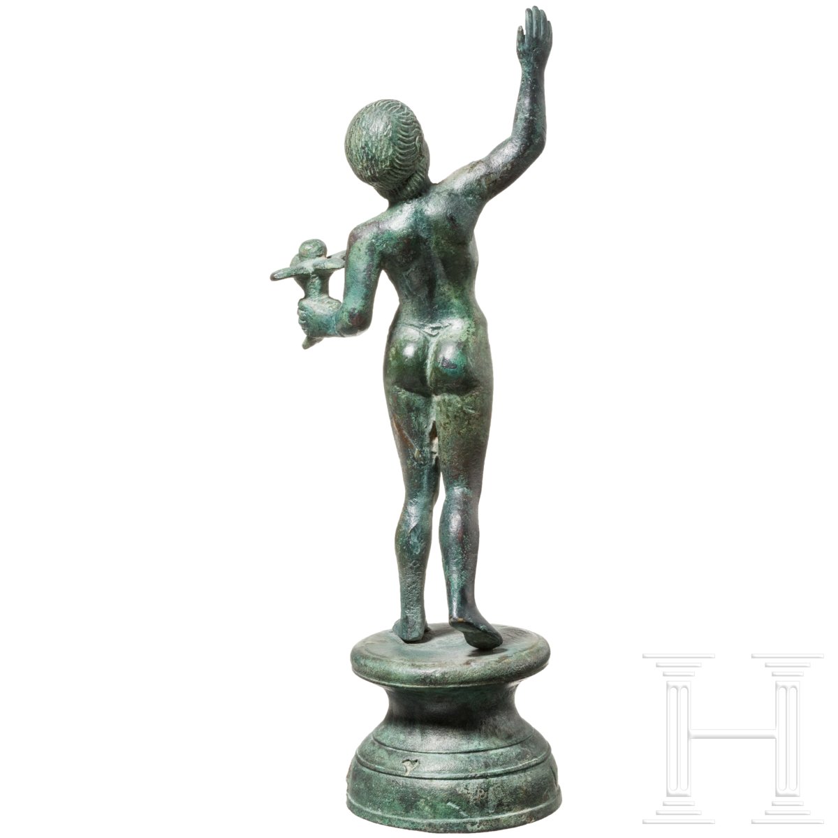Anmutige Bronzefigur eines siegreichen Wettkämpfers, römisch, 2. Jhdt. n. Chr. Nackter Jüngling, der - Image 4 of 7