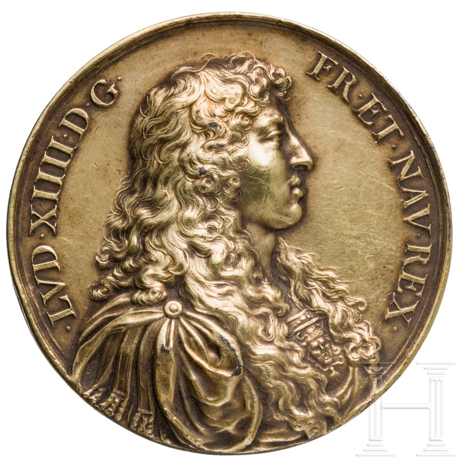 Ludwig XIV. - Vergoldete Silbermedaille auf das Bündnis mit der Schweiz, 1663Silber, vergoldet. - Bild 2 aus 3