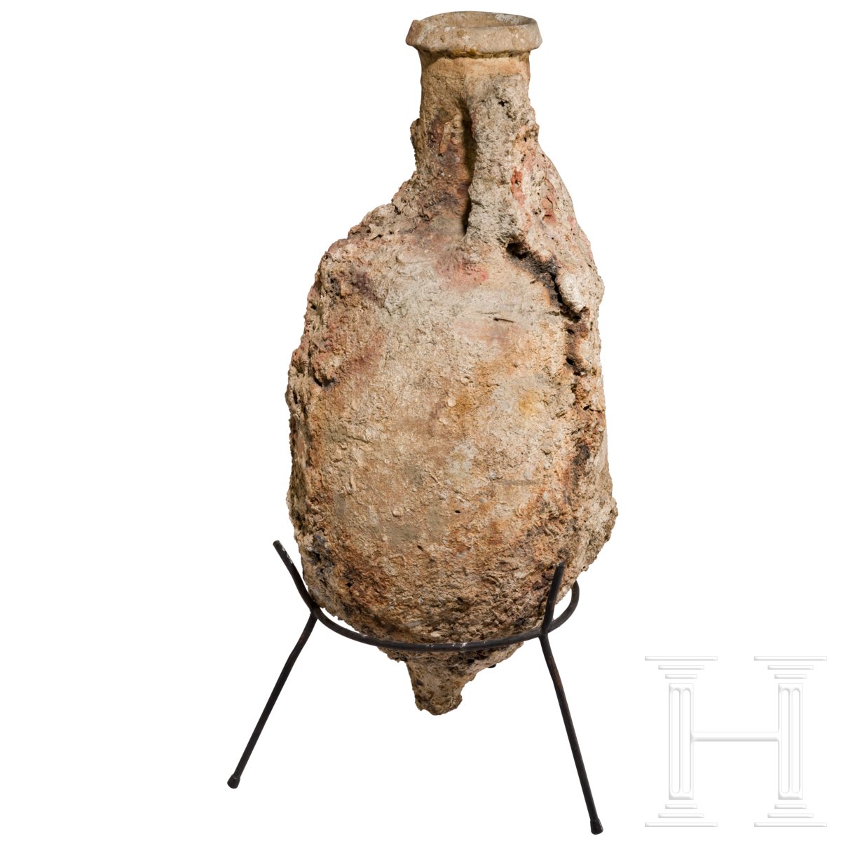 Bauchige Ölamphore, römisch, 1. Jhdt. Bauchiger Körper, mit Meeresinkrustationen überzogen. Intakt - Image 3 of 3