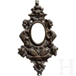 Bronzener Rahmen für eine Miniatur, Italien, 16./17. Jhdt.Bronze mit schöner Alterspatina. Reich