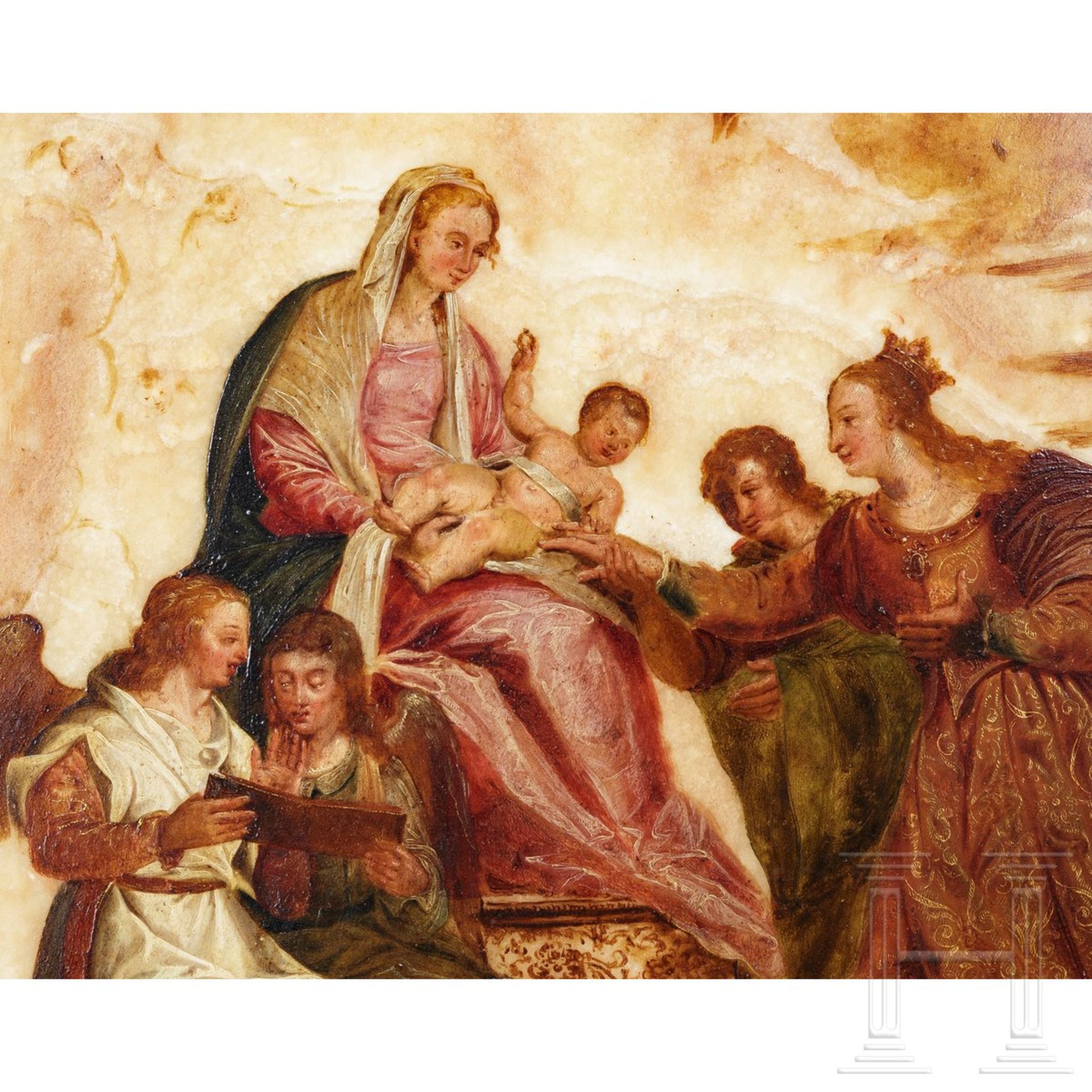 Altmeistergemälde - Die Vermählung der Heiligen Katharina, wohl Bologna/Italien, 17. Jhdt.Öl auf - Bild 3 aus 3