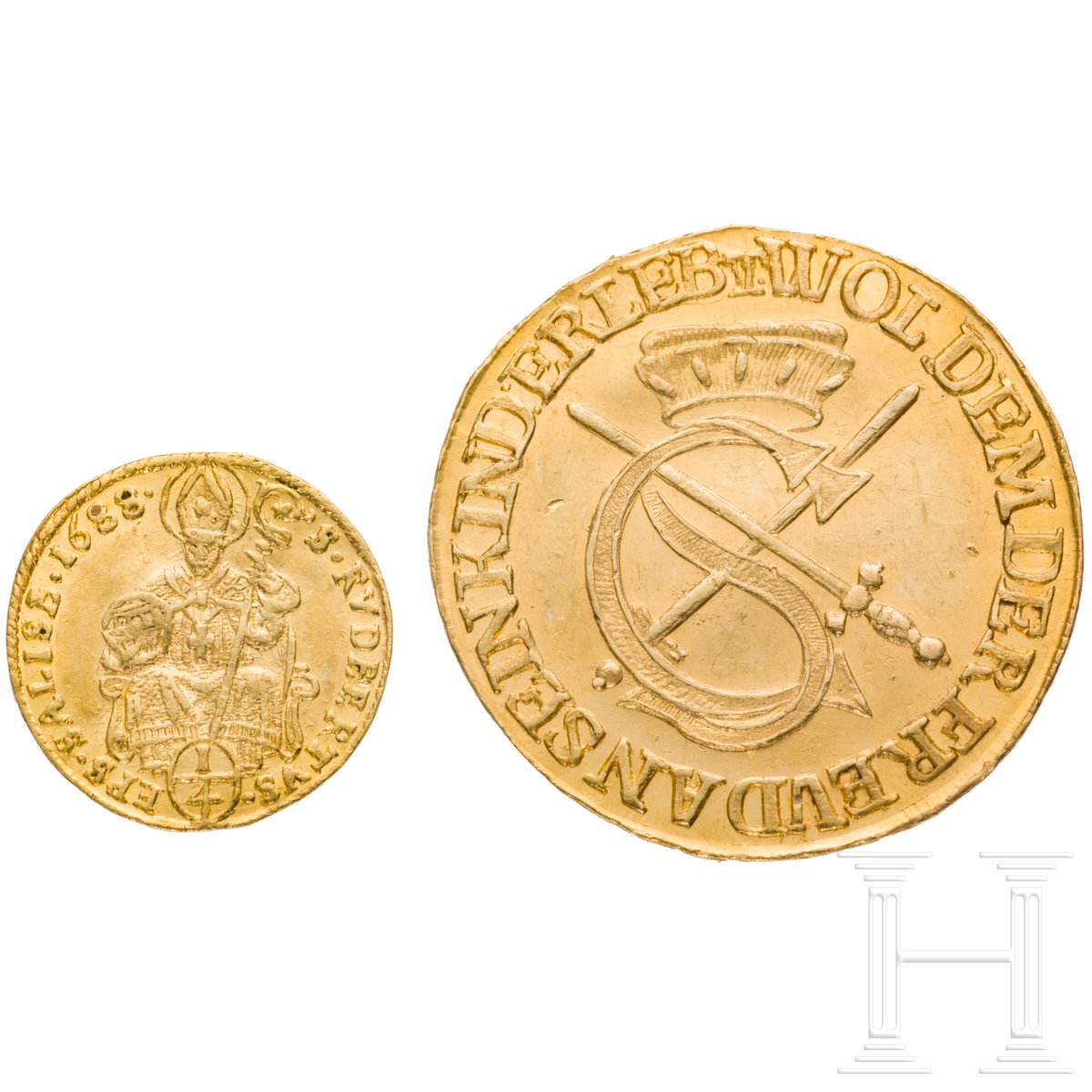 Zwei Goldmünzen, deutsch, 17. Jhdt.Sophien-Dukat, Kurfürstentum Sachsen, Johann Georg I. (1615 -